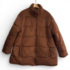 Shein curve brown suede oversized puffy winter overcoat plus size jacket coat